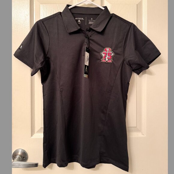 Women's Antigua Charcoal Gray San Francisco 49ers 75th Anniversary Balance Polo - Picture 2 of 6